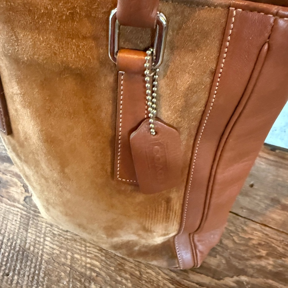 Vintage 2001 Coach Suede & Leather Tote Bag F1P-9424 – Made in Costa Rica - Picture 3 of 13
